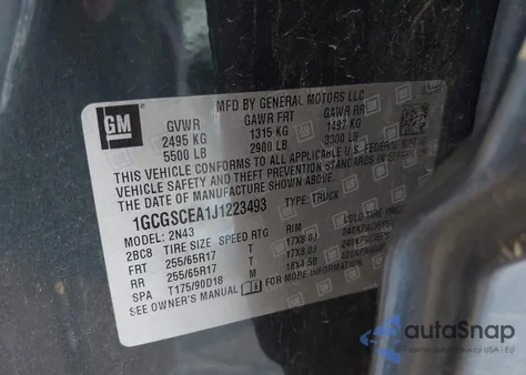 2018 Chevrolet Colorado Lt z USA, uszkodzony, nr VIN 1GCGSCEA1J1223493